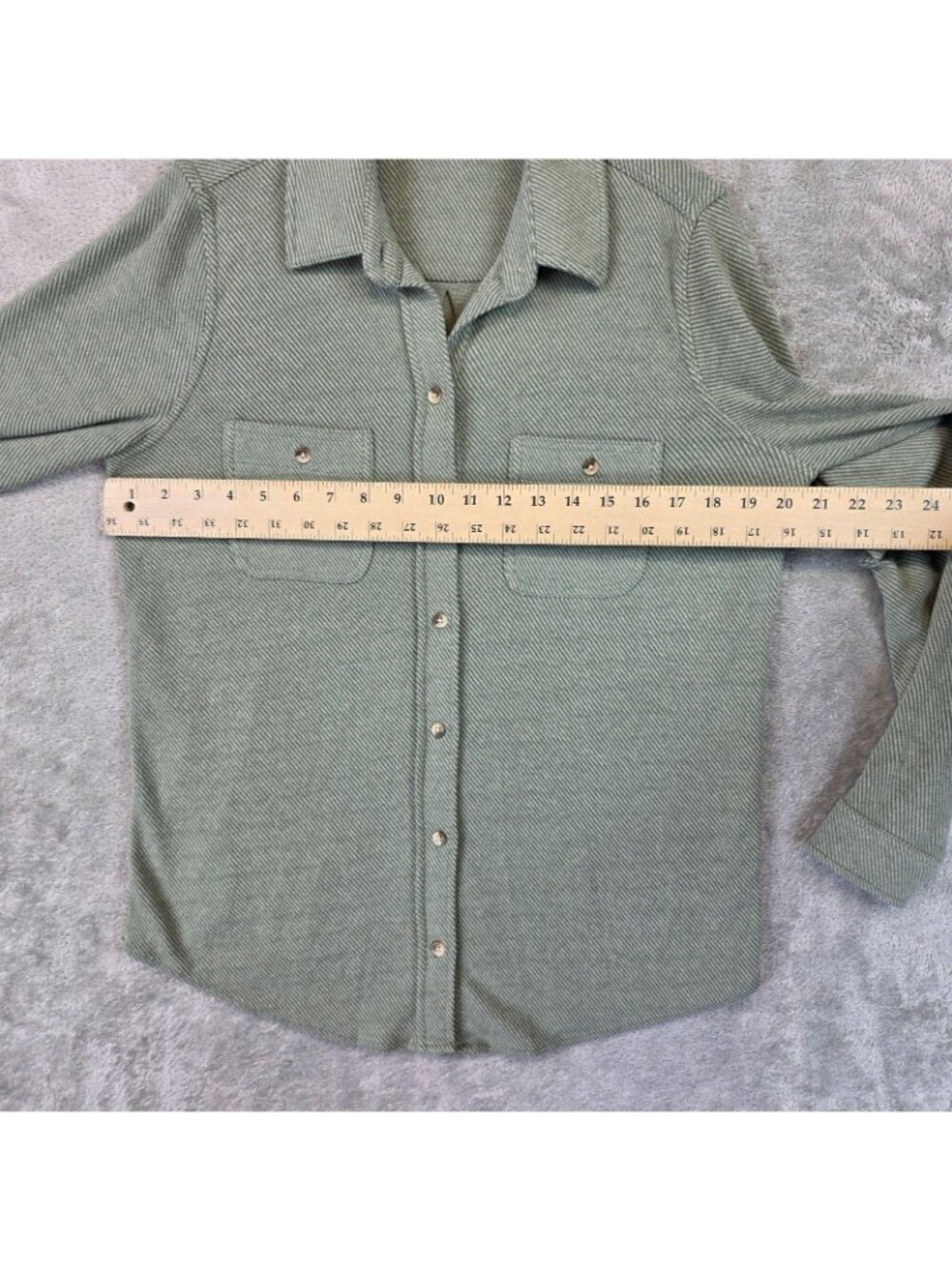 Faherty Button Up Shirt Womens S Green Collared Long Sleeve Knit Striped Top - Picture 8 of 10